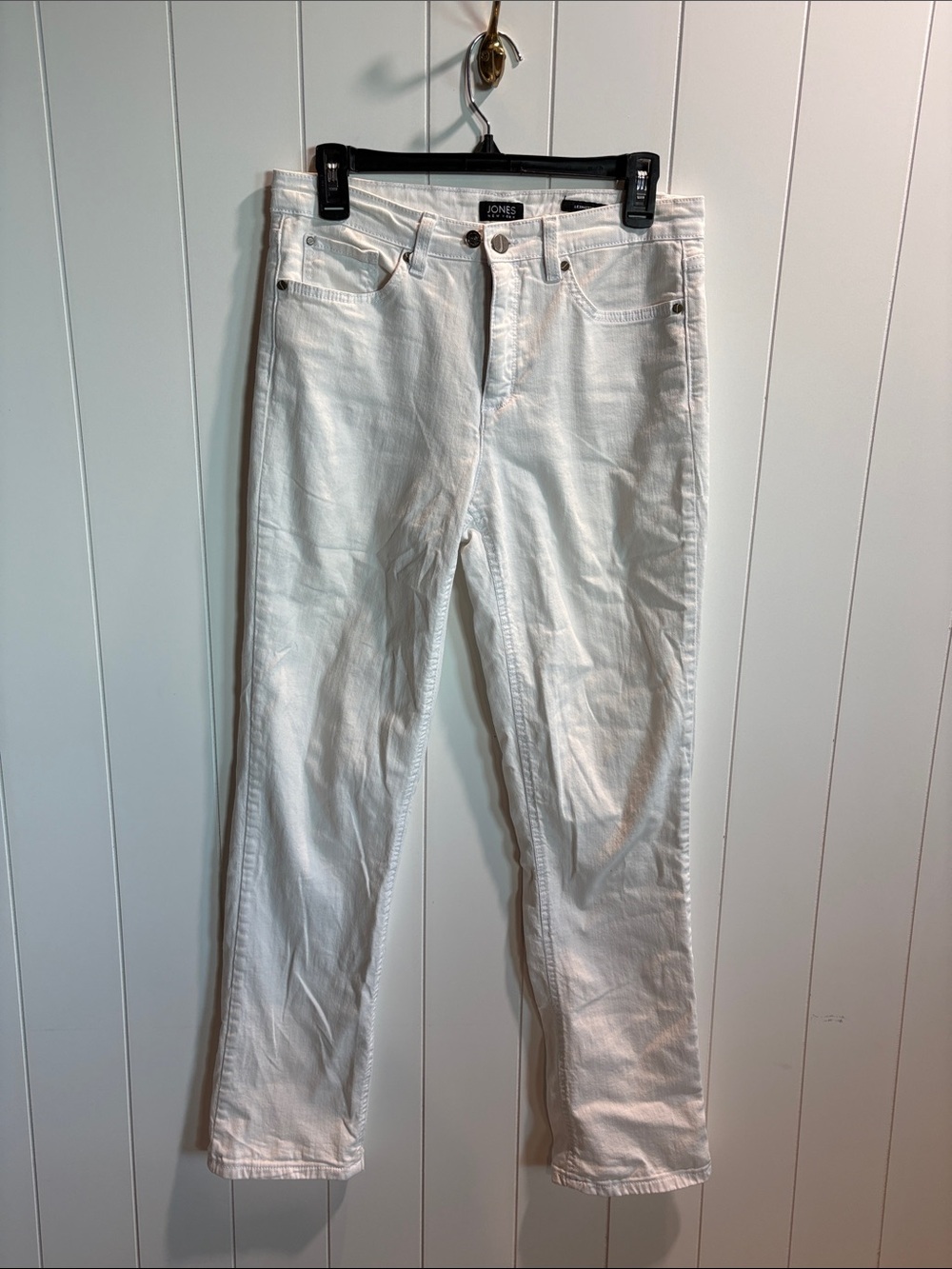 Jones New York Lexington straight leg white denim classic stretch 8